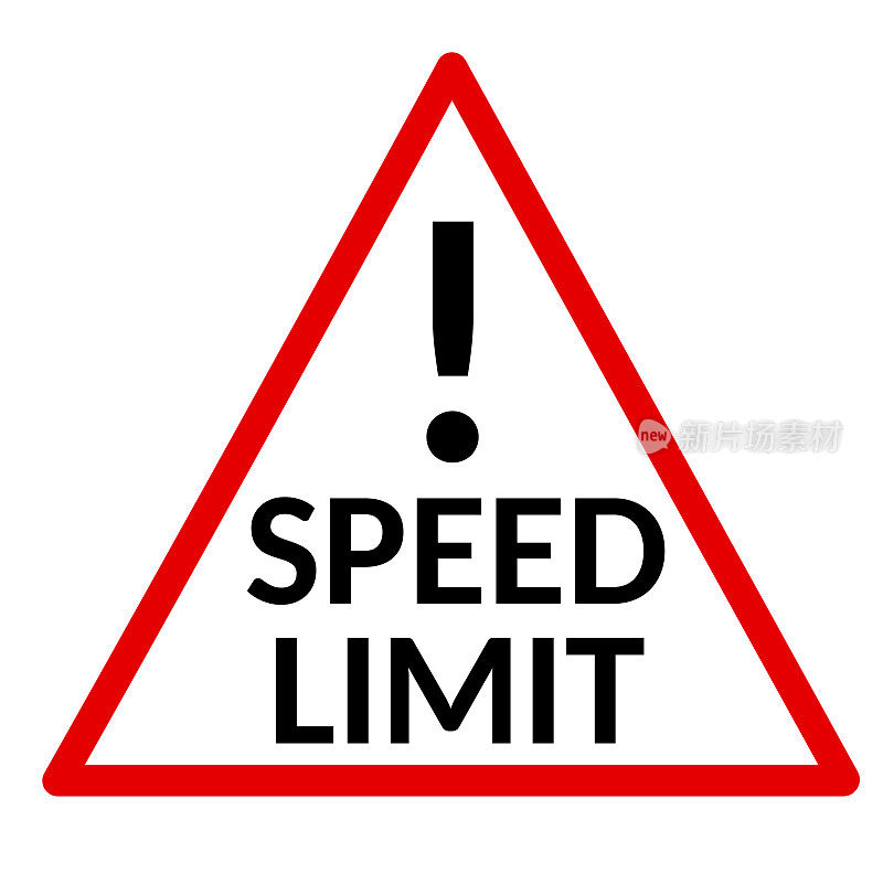 Speed limit sign on white background
